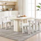 Sherpa Dining Chairs Set of 2, Comfy Boucle Fabric Dining Chairs, Upholstered Modern Kitchen Chairs with Backrest, Armless Accent Side Chair for Bedroom/Living Room, White