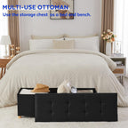BRIAN & DANY 43 Inches Folding Storage Ottoman Bench, Ottoman with Storage Bench for Bedroom, Living Room, Entryway, Foot Rest with Legs, Black