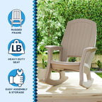 Semco Rockaway Heavy Duty Polyethylene All Weather Outdoor Patio or Deck Rocking Chair with Backrest and Armrests for Porch, Deck and Patio, Gray