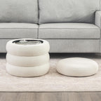 Asense Round Storage Ottoman,Footstool with Removable Lid, Vanity Stool, Modern Upholstered Footrest for Bedroom Living Room Entryway