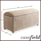 Casafield 36" Storage Trunk with Curved Lid and Safety Hinge - Whitewash, Water Hyacinth Wicker Storage Chest for Bedroom, Entry Way, Living Room
