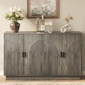 Fluted Sideboard Buffet Cabinet with Storage - 57" Credenza Coffee Bar Cabinet with 4 Doors, Accent Kitchen Storage Cabinets with Adjustable Shelves for Living & Kitchen, Entryway, Modern