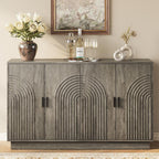 Fluted Sideboard Buffet Cabinet with Storage - 57" Credenza Coffee Bar Cabinet with 4 Doors, Accent Kitchen Storage Cabinets with Adjustable Shelves for Living & Kitchen, Entryway, Modern