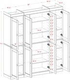 Palace Imports Solid Wood Kitchen Pantry Cabinet – 71.5" Tall x 65" Wide – Wooden Storage Cabinet with 8 Shaker Doors & 12 Adjustable Shelves – Gray, 100% Eco-Friendly Wood, Made in Brazil, Cupboard