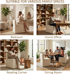 KISLOT Upholstered Dining Chairs Set of 2 with Casters, Modern Armless Kitchen Chairs with Removable Washable Cover, Chenille Velvet Fabric, Sturdy Metal & Wood Frame, 19.5" Seat Height, Linen