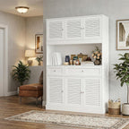 HIFIT 71" Tall Kitchen Pantry Cabinet with Spacious Countertop, 47.2" Wide Kitchen Hutch with Coffee Bar, Farmhouse Shoe Storage Cabinet for Entryway, White