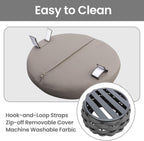 Round Patio Ottoman: Woven Textilene Rope Footstool with φ15.8'' Cushion, Aluminum Frame Footrest, All-Weather Foot Rest for Balcony Garden Deck Outdoor, No Assembly, Dark Gray