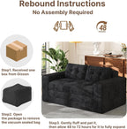 Gizoon Couch Bed Small Floor Couch 59" Convertible Sleeper Sofa | Folding Sofa Bed with 2 Pillows & Memory Foam, Corduroy Pull Out Couch for Small Spaces, Apartment, Living Room, Black