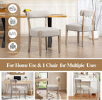 ZJhome Dining Chairs,Set of 6 Mid-Century Modern Wooden Kitchen Chairs with Linen Upholstery - Low-Back Woven Design for Kitchen & Dining Room,Oatmeal Fabric