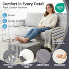 Tiita Square Stuffed Pouf Ottoman, Soft Foot Stool with Solid Foam Block | 21x21x12 Inches Fluffy Floor Pouf Chair & Footrest Cushion for Couch Living Room,Grey