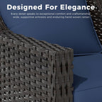 Outdoor Furniture Swivel Chair, Patio Glider Wicker Rocker Seating with Cushions for Porch Deck Balcony (Blue)
