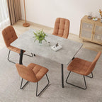 ZckyCine 46.5" Modern Grey Dining Table Set for Small Spaces, 5-Piece Set with Rectangular Table & 4 Padded Leather Chairs, Compact, Sturdy & Easy to Assemble (Table + 4 Brown Dining Chairs, 46.5")