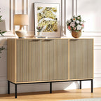 47.2" Sideboard Cabinet, Modern Buffet Cabinet with Doors & Adjustable Shelf, Wood Credenza Coffee Bar Storage Console Table for Kitchen, Dining Room, Living Room, Entryway, Natural