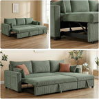 Ball & Cast 86" Sectional Sleeper Sofa Bed Pull Out Couches for Living Room | L Shaped Convertible Pull Out Sofa Bed with Reversible Storage Chaise and Side Pocket, 3-Seat Sofa for Small Space Apartment