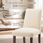 Upholstered Dining Chairs Set of 6, Mid-Century Dining Room Chairs with Wooden Legs, Farmhouse Fabric Parsons Chairs for Small Space Restaurant & Cafe- Beige