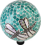 Alpine Corporation HMD194 Outdoor Glass Mosaic Gazing Globe Yard Decoration, 10"Diameter, Dragonfly Duo