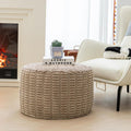 Asuprui Pouf Ottoman Round Foam Filled Foot Rest Stool Floor Pouf Footrest | 20x14 In,Light Coffee,All-One Foam Pouf, Ottoman Coffee Table,Couch Foot Rest ,Remov. Cover for Living Room Entryway Bedroom