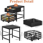 Saudism Mini Fridge Stand with Movable Storage Basket | Mini Fridge Cabinet with Storage Drawer,Sturdy Metal Frame,Great for Dorm Home Office, Full Black