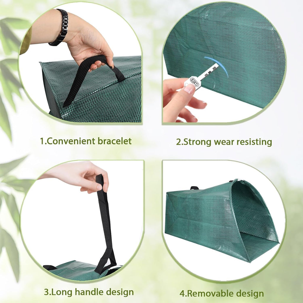 Leaf collector,Heavy leaf pick up tools,Foldable yard waste bag,Large Yard Dustpan-Type Leaf Bags,Reusable Lawn and Leaf Garden Bag with Reinforced Carry Handles (200L)