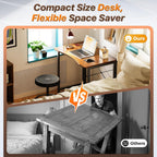 Huuger Folding Desk for Small Spaces, 31.5 Inch Foldable Computer Table | Easy Assembly, Small Writing Work Office Computer Desk, for Home Office, Study, Bedroom, Dorm, Space Saving, Rustic Brown