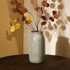 VICTOR & TERESA Rustic Green Vase for Home Decor, Ceramic Vases for Flowers, Modern Farmhouse Decorative Vases for Pampas Grass,Table Accent, Mantel, Living Room,Bookshelf, Centerpieces, 8''