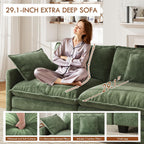WorthFurni 111.4" Modular Sectional Sofa, U Shape Cloud Couch with 2 Movable Ottoman, Comfy Chenille Deep Seat Sofa with Soft Pillows for Living Room Bedroom Apartment (Green)