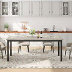 71" Large Industrial Dining Table, Rectangular Wooden Table with Sturdy Metal Legs & Rounded Edges, Kitchen, Living Room or Writing Desk,1.8m(Grey & Black Leg)