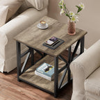 GreenForest Large End Table with X-Shaped Metal Frame for Living Room