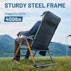 Timber Ridge Oversized Folding Rocking Camping Chair, Padded Outdoor Rocker with High Back, Portable Outdoor Chair for Patio, Garden, Lawn, Supports up to 400 lbs, Blue, 2 Pack