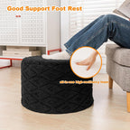 Round Ottoman Pouf,Foot Stools Ottoman,Foot Rest,Black,20x20x14In | All-in-One Foam Pouf,Ottoman Coffee Table,Couch Footrest,Footrest for Chair,Remov. Cover,Perfect for Living Room,Bedroom Dorm