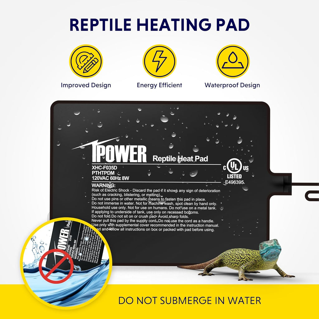 iPower 6 by 8-Inch 8W Reptile Heat Mat, LCD Digital Aquarium Thermometer, Under Tank Warmer Terrarium Heat Pad for Turtles Lizards Frogs and Other Small Animals, Multi Sizes