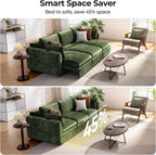 103" Electric Pull Out Sleeper Sofa Bed, 2in1 Power Extendable Couch Bed | Velvet Green, Fast Charging USB Port, 3 Smart Motor, Wide Backrest, Oversized Convertible Couches for Living Room Small Space