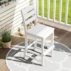 Tangkula Patio HDPE Barstool, Outdoor High Top Bar Chair w/Backrest & Footrest, All-Weather Wood-Plastic Bar Height Chair for Poolside, Backyard, Porch (2, White)