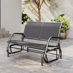 Outsunny 2-Person Outdoor Glider Bench with Steel Frame, Gray | Double Swing Rocking Chair, Loveseat, for Outside Patio, Backyard, Garden, Porch, Powder Coated