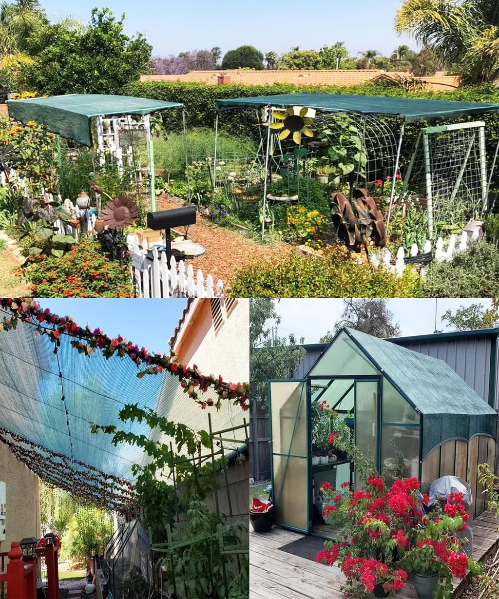 e.share 70% Shade Cloth for Garden, 12 Ft X 16 Ft Sun Shades Outdoor Patio with Grommets for Plant Covers,Porch Screen,Pergola Shade Cover,Greenhouse,Green