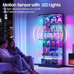 Lvifur 6-Tier Tall Glass Display Cabinet with RGB Lights for Collectibles