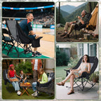 ABORON Oversized Rocking Chair for Adults, 400 lbs Heavy Duty Camping Chair | Enjoy smooth rocking comfort with full padding, cooler bag & side pocket. Holds up to 400 lbs for camping, patio & backyard