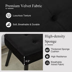 LOULENS 44'' Velvet Entryway Bench, Modern Upholstered Buttons Tufted End of Bed Bench with Solid Wood Legs, Comfortable Bed Ottoman for Bedroom, Living Room, Entryway, Hallway, Black