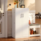 SUNLEI 47" Kitchen Pantry Storage Cabinet, Modern Freestanding Pantry Storage Cabinet with Adjustable Shelves, Buffet Cupboards Storage for Kitchen, Dining Room, White