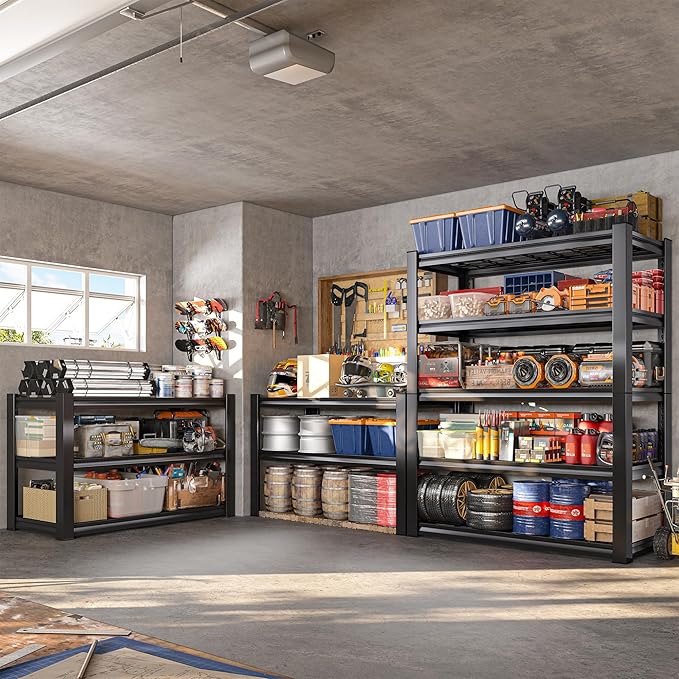 REIBII 3010LBS Storage Shelves 72" H Garage Shelving Heavy Duty Metal Shelving 5 Tier Adjustable Metal Shelves for Storage for Pantry Kitchen Basement 72" H x 35.5" W x 16" D, 3 Pack
