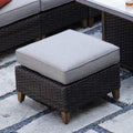 Grand patio Outdoor Patio Ottoman Footstool Rest with Premium Fabric Soft Removable Cushion Wicker Ottoman Seat for Garden Yard Lawn Poolside, Dark Brown