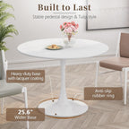 42" Tulip Table for 4-6 Persons Modern Round Dining Room Table, Mid-Century Modern White Small Kitchen Table with MDF Wooden Top, Leisure Coffee Table for Living Room, Dining Room, Office
