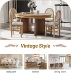 LUMISOL 5-Piece Round Dining Table Set for 4, Extendable Kitchen Table Set with 4 Upholstered Chairs, Kitchen Table and Chairs Set for Dining Room, Kitchen, Natural Wood Wash