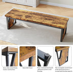 HIPIHOM Table Benches 2-Pack 54.72" Long, Antique Wood & Black Metal Legs, Rustic Farmhouse Benches for Dining Entryway Bedroom