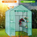 Greenhouse Replacement Cover, 56×56×76 Inch PE Walk-in Greenhouse Cover for Gardening Plants w/Roll-Up Zipper Door, Waterproof Frost Protection Wind Rain Proof, Easy Assembly (No Frames Include)