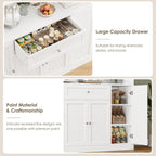 BOTLOG 72" Tall Kitchen Pantry Cabinet, 55.1" Wide Large Kitchen Hutch with Microwave Countertop, Coffee Bar Station with Drawer & Doors, White Freestanding Buffet Cupboard for Dining Room
