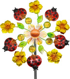 Solar Wind Spinners Outdoorsfor Yard and Garden - 40 Inch Metal Wind Sculpture, Outdoor Kinetic Windmill with Multi-Color Led Lights for Patio, Lawn & Garden Decoration (Beetle)