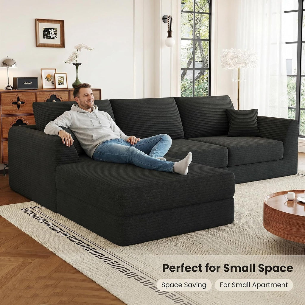 106” Modular Sectional Sofa, Cloud Sectional Couch with Deep Seat, Modern Modular L-Shape Sofa Couch with Chaise,Upholstered Couches for Living Room Bedroom No Assembly Required