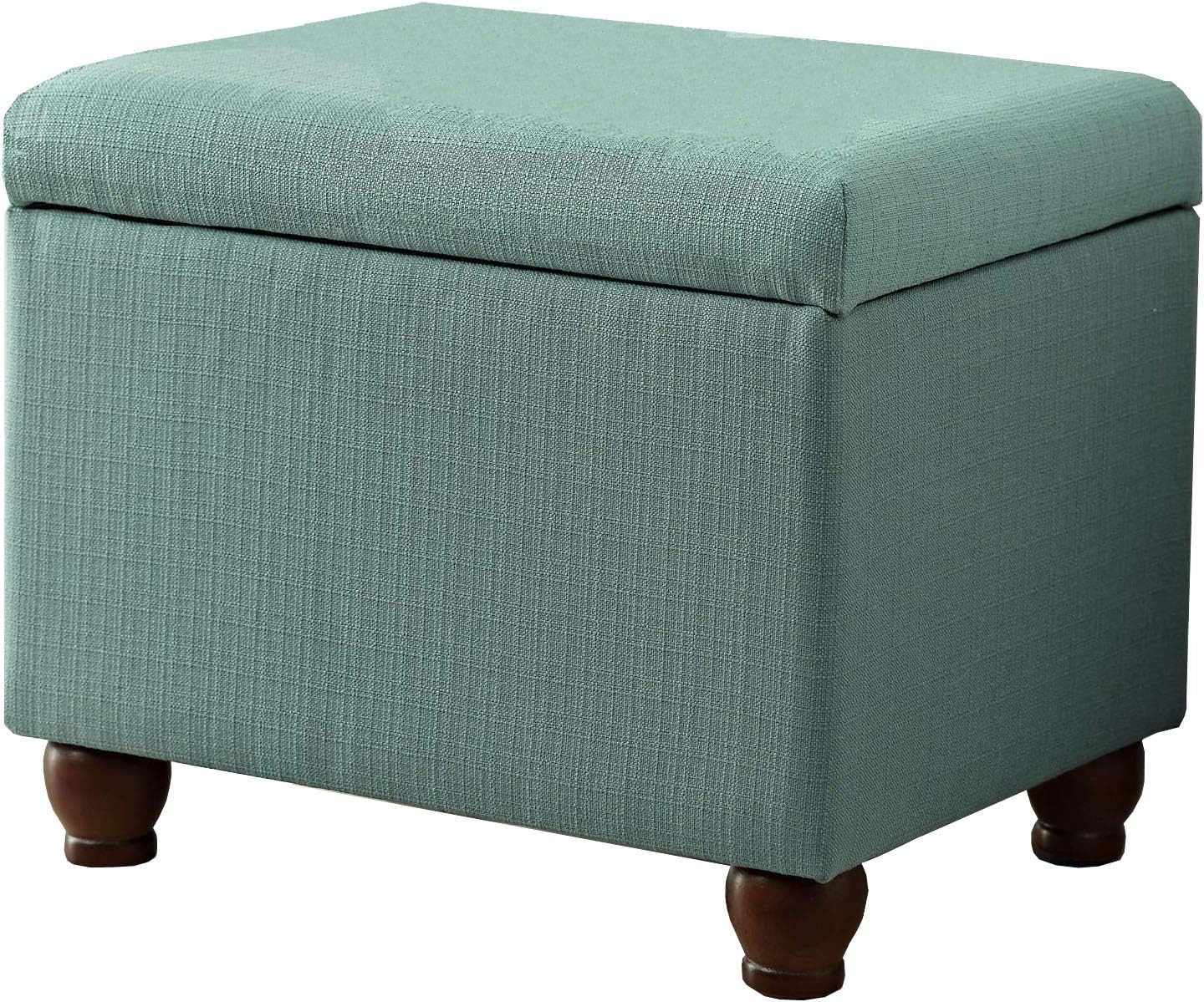 Spatial Order Home Decor | Upholstered MediumRectangular Storage Ottoman | Hinged Lid Ottoman with Storage for Living Room & Bedroom, Aqua Linen