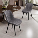 Rowill Dining Chairs Set of 2 Modern Faux Leather Kitchen Chairs with Thickened Metal Frame, Scratch-Resistant Upholstery,Widened Seat & Anti-Slip Pads, Cushioned Backrest for Kitchen,Dusty Blue